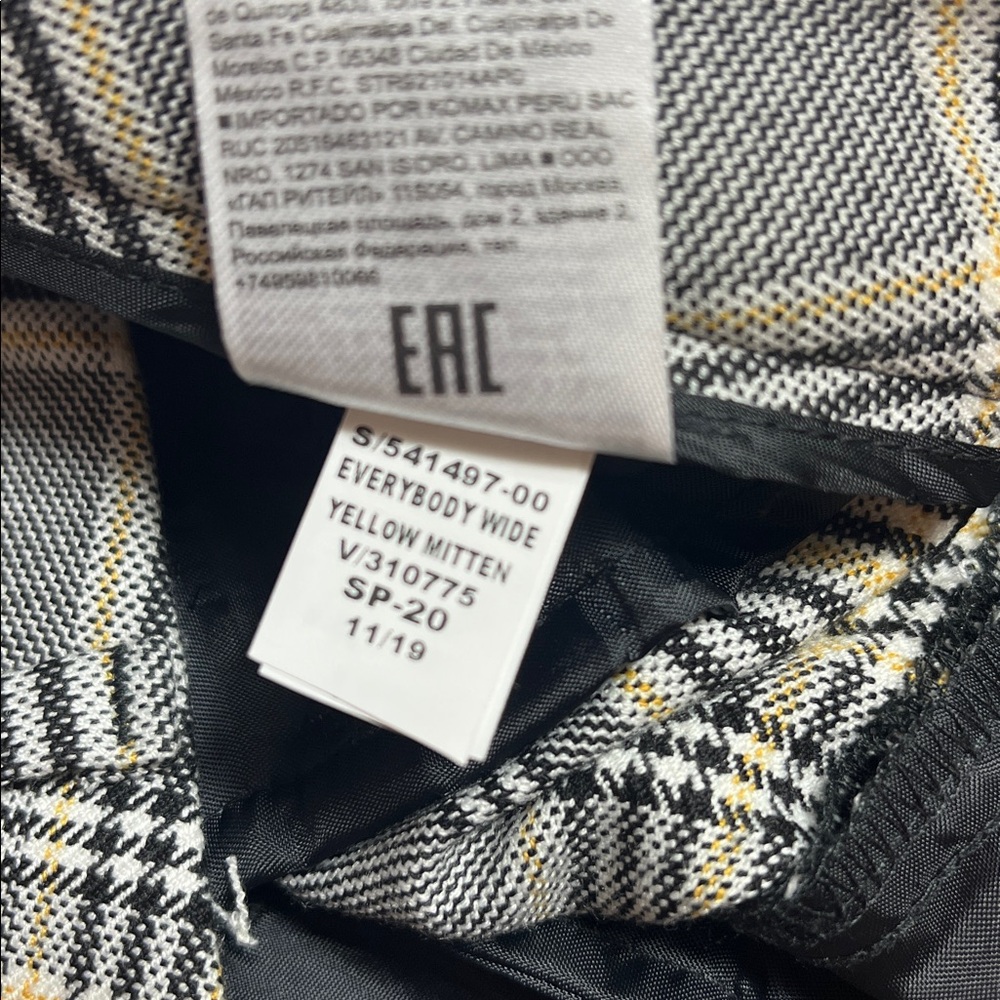 Banana Republic Black White and Yellow Plaid Everybody Wide Leg Cropped Pants 4 - Picture 10 of 11